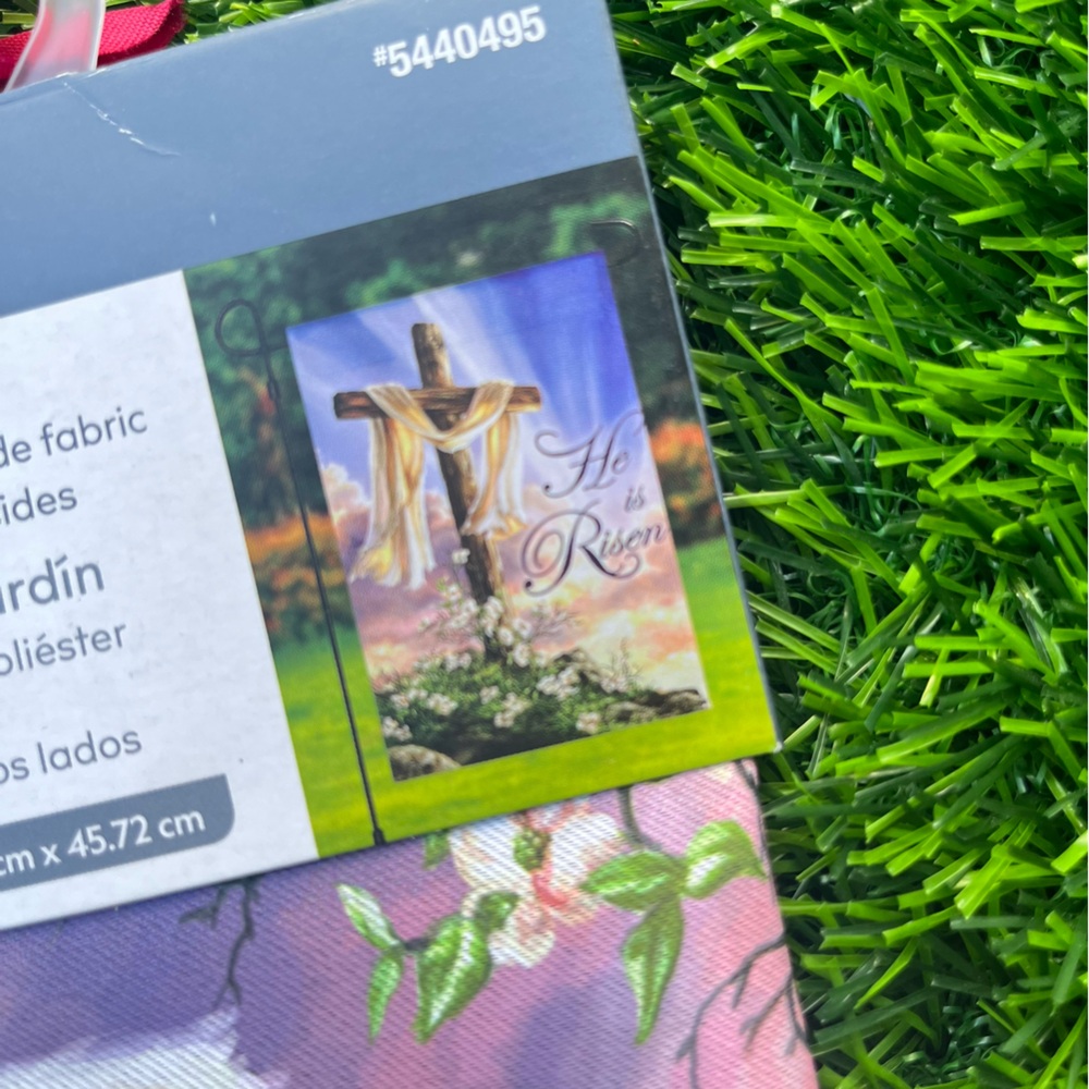 RELIGIOUS EASTER GARDEN FLAG HE IS RISEN JESUS